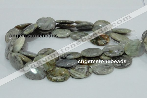 CAB83 15.5 inches 22*30mm oval silver needle agate gemstone beads