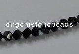 CAB830 15.5 inches 4*4mm cube black agate gemstone beads wholesale