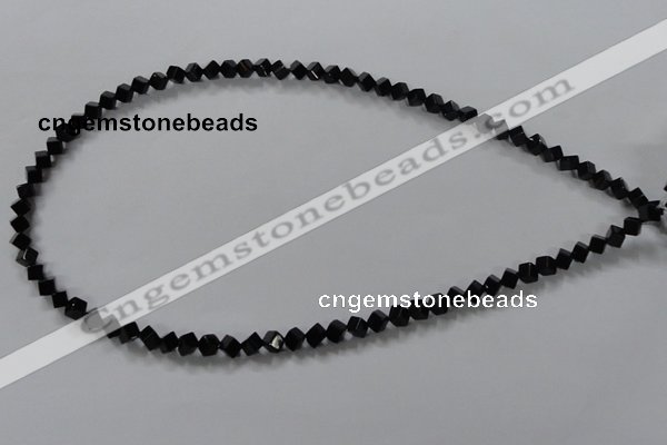 CAB830 15.5 inches 4*4mm cube black agate gemstone beads wholesale