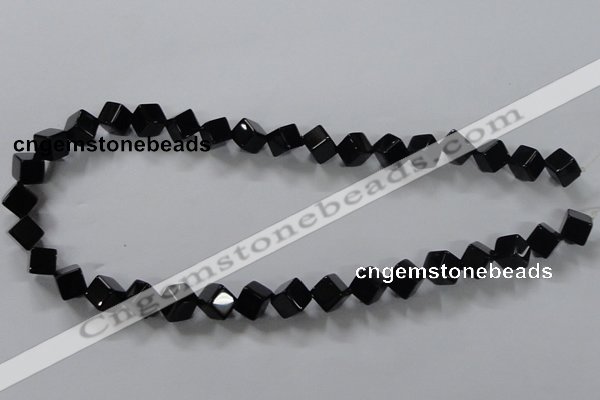 CAB831 15.5 inches 8*8mm cube black agate gemstone beads wholesale