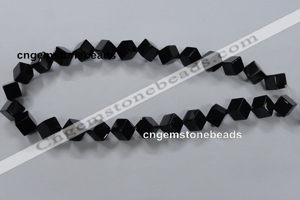 CAB832 15.5 inches 10*10mm cube black agate gemstone beads wholesale