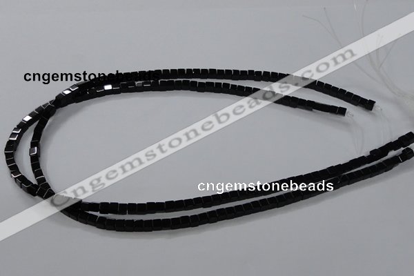 CAB833 15.5 inches 4*4mm cube black agate gemstone beads wholesale