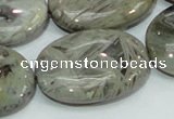 CAB84 15.5 inches 25*35mm oval silver needle agate gemstone beads