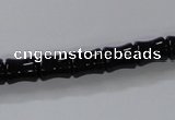 CAB842 15.5 inches 8*10mm bamboo shape black agate gemstone beads