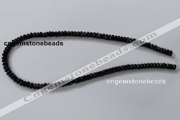 CAB843 15.5 inches 4*6mm rondelle black agate gemstone beads wholesale