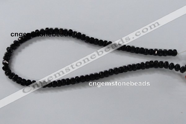CAB844 15.5 inches 5*8mm rondelle black agate gemstone beads wholesale
