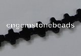 CAB845 15.5 inches 8*8mm cross black agate gemstone beads wholesale