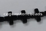 CAB846 15.5 inches 14*14mm cross black agate gemstone beads wholesale