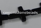 CAB848 15.5 inches 18*24mm cross black agate gemstone beads wholesale