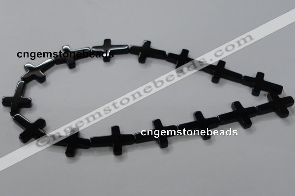 CAB848 15.5 inches 18*24mm cross black agate gemstone beads wholesale