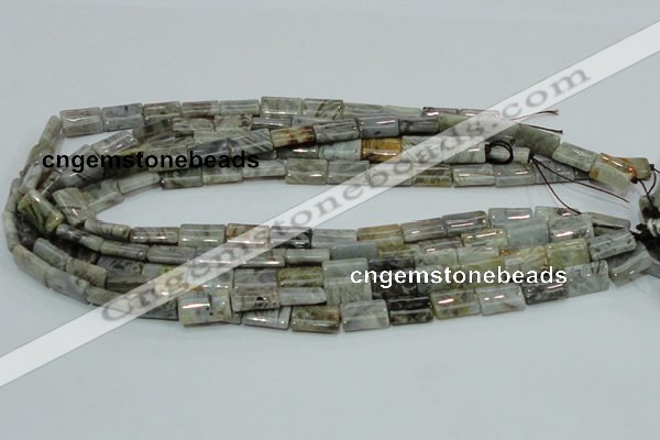 CAB85 15.5 inches 10*15mm rectangle silver needle agate gemstone beads