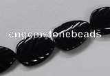 CAB852 15.5 inches 13*18mm leaf black agate gemstone beads wholesale