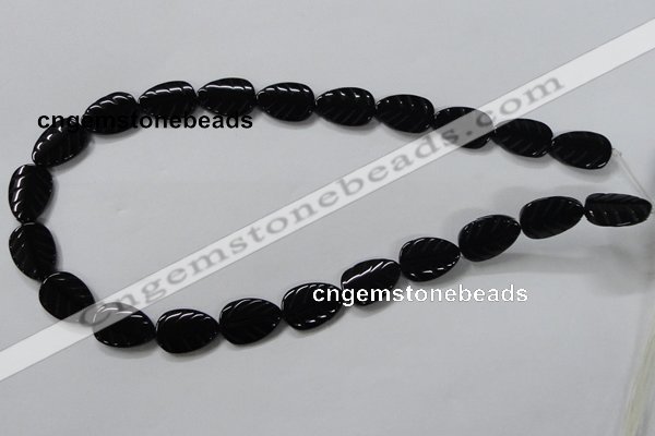 CAB852 15.5 inches 13*18mm leaf black agate gemstone beads wholesale