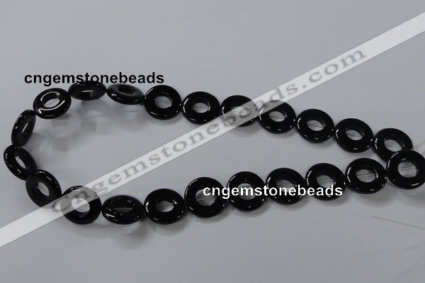 CAB854 15.5 inches 18mm donut black agate gemstone beads wholesale