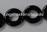 CAB855 15.5 inches 20mm donut black agate gemstone beads wholesale