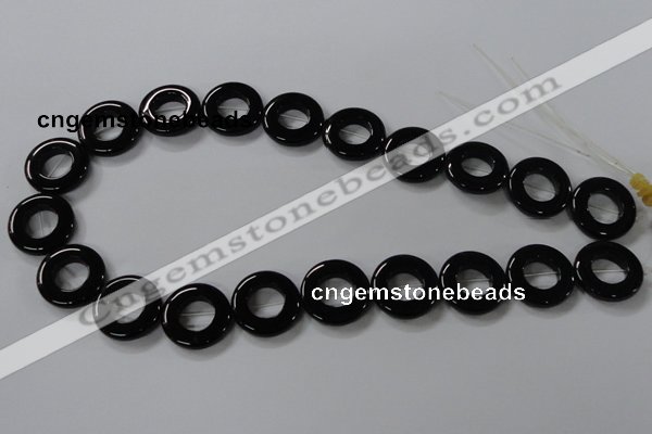 CAB855 15.5 inches 20mm donut black agate gemstone beads wholesale