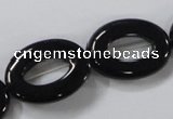 CAB859 15.5 inches 18*24mm oval black agate gemstone beads wholesale