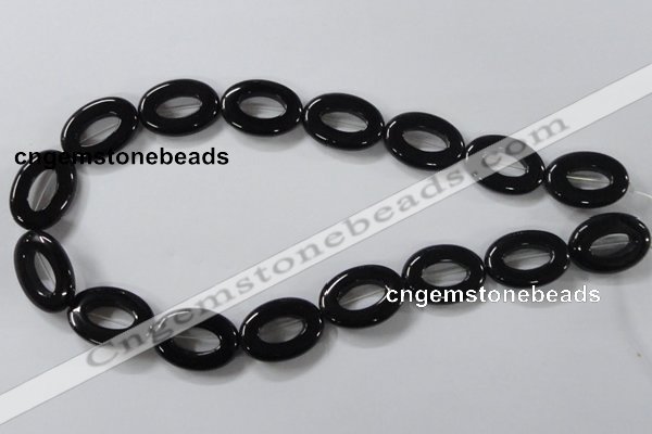 CAB859 15.5 inches 18*24mm oval black agate gemstone beads wholesale