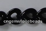 CAB860 15.5 inches 18*18mm heart black agate gemstone beads wholesale