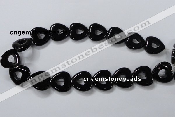 CAB861 15.5 inches 24*24mm heart black agate gemstone beads wholesale