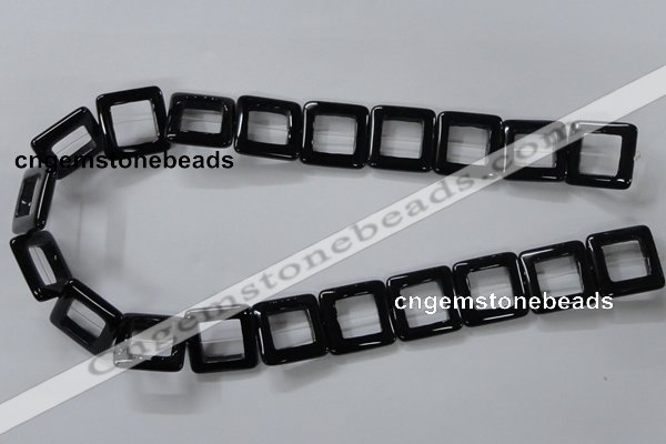 CAB862 15.5 inches 20*20mm square black agate gemstone beads wholesale