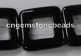 CAB863 15.5 inches 28*28mm square black agate gemstone beads wholesale