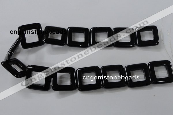 CAB863 15.5 inches 28*28mm square black agate gemstone beads wholesale