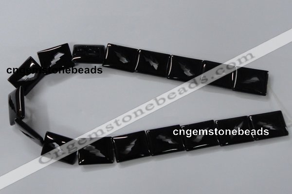 CAB866 15.5 inches 18*22mm rectangle black agate gemstone beads wholesale