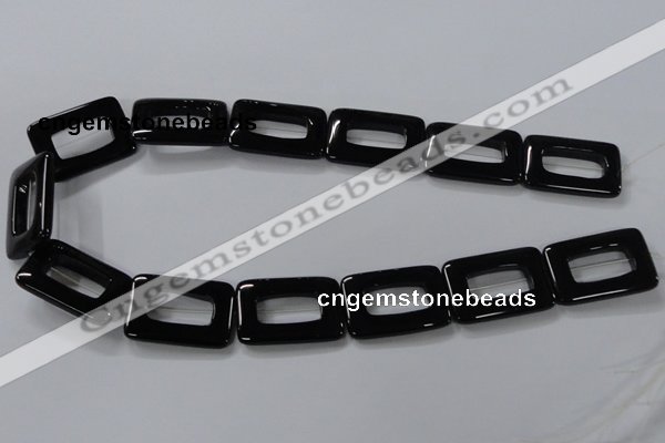 CAB867 15.5 inches 20*30mm rectangle black agate gemstone beads wholesale