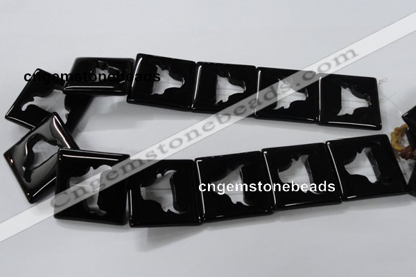 CAB868 15.5 inches 35*35mm square black agate gemstone beads wholesale