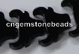 CAB869 15.5 inches 23*25mm ox-head black agate gemstone beads wholesale