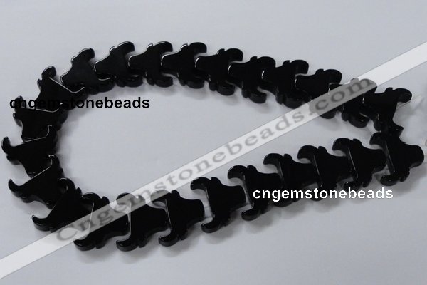 CAB869 15.5 inches 23*25mm ox-head black agate gemstone beads wholesale