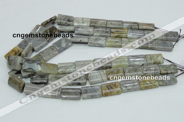 CAB87 15.5 inches 15*20mm rectangle silver needle agate gemstone beads