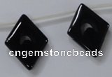 CAB870 22*40mm top-drilled rhombic black agate gemstone beads wholesale