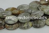 CAB89 15.5 inches 10*14mm oval silver needle agate gemstone beads