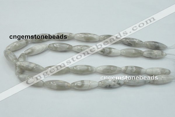 CAB907 15.5 inches 10*30mm rice natural crazy agate beads wholesale