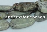 CAB91 15.5 inches 15*30mm oval silver needle agate gemstone beads