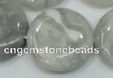 CAB918 15.5 inches 30mm flat round natural crazy agate beads wholesale
