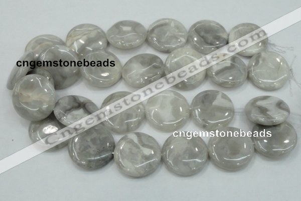 CAB918 15.5 inches 30mm flat round natural crazy agate beads wholesale