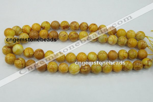 CAB936 15.5 inches 14mm round yellow crazy lace agate beads wholesale