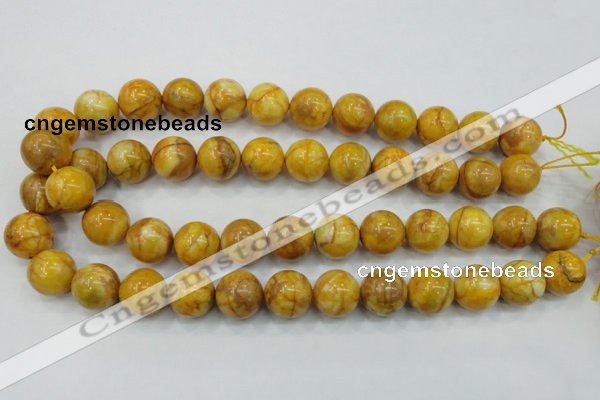 CAB937 15.5 inches 16mm round yellow crazy lace agate beads wholesale