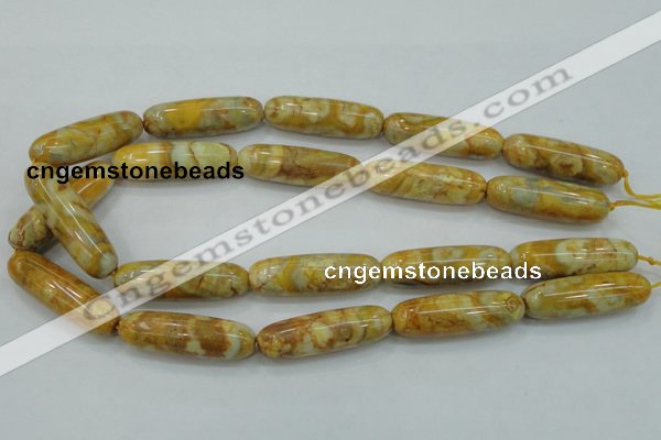 CAB939 15.5 inches 13*40mm rice yellow crazy lace agate beads wholesale