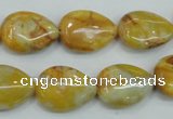 CAB940 15.5 inches 13*18mm flat teardrop yellow crazy lace agate beads