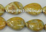 CAB941 15.5 inches 18*25mm flat teardrop yellow crazy lace agate beads