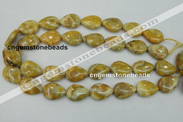 CAB941 15.5 inches 18*25mm flat teardrop yellow crazy lace agate beads