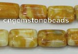 CAB943 15.5 inches 13*18mm rectangle yellow crazy lace agate beads