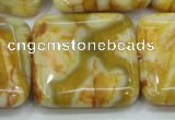 CAB948 15.5 inches 30*30mm square yellow crazy lace agate beads