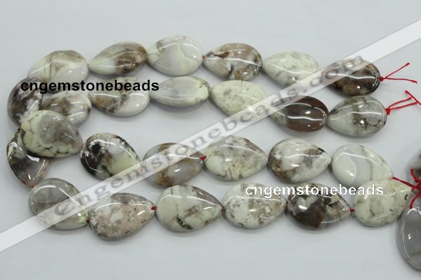 CAB963 15.5 inches 22*30mm flat teardrop ocean agate gemstone beads