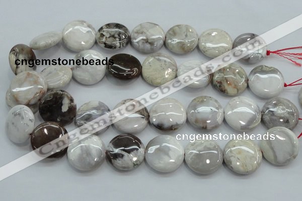 CAB964 15.5 inches 25mm flat round ocean agate gemstone beads