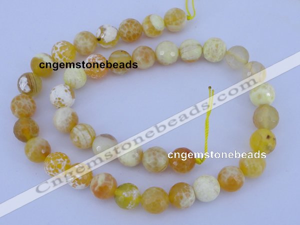 CAB966 15.5 inches 6mm faceted round fire crackle agate beads